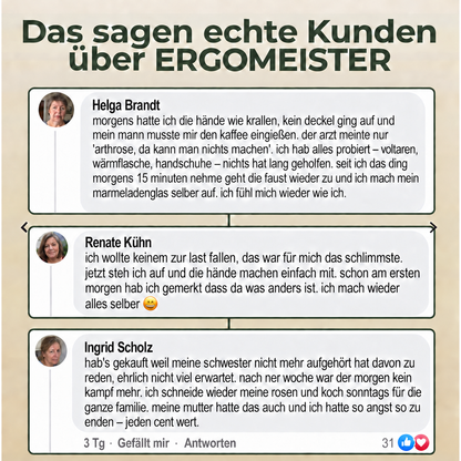 Echte Kundenstimmen zum ErgoMeister Handmassagegerät